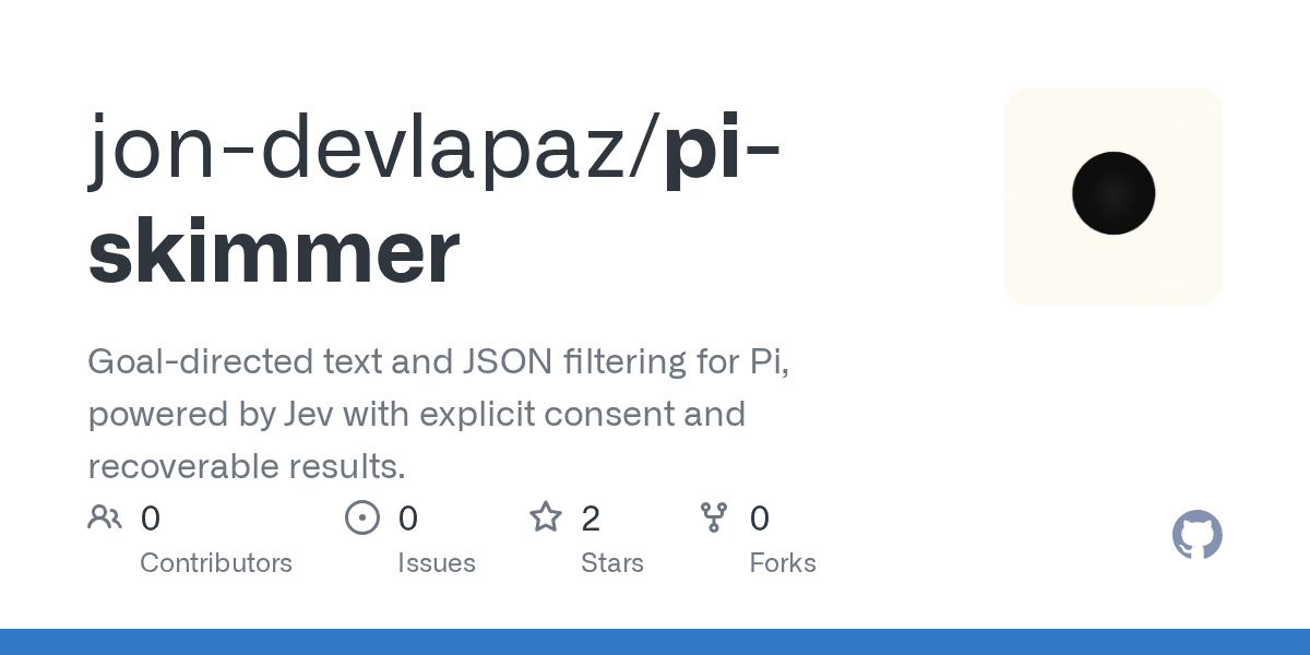 GitHub card for pi-skimmer