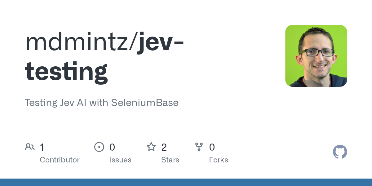GitHub card for jev-testing: CAPTCHA detection with SeleniumBase