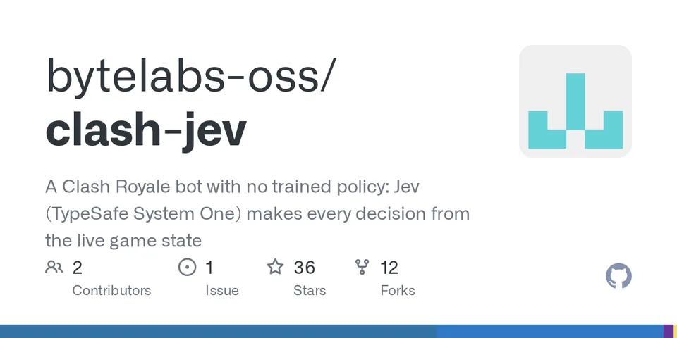 GitHub card for clash-jev