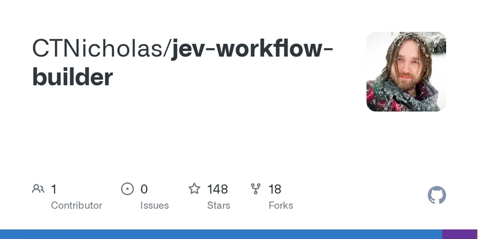 GitHub card for jev-workflow-builder