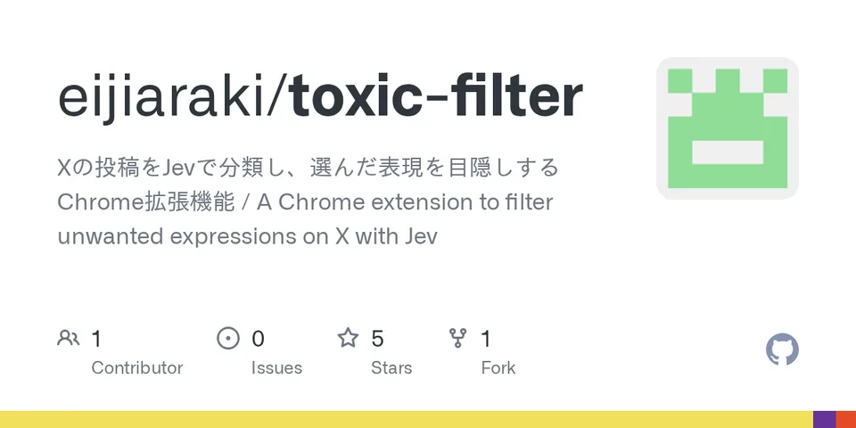 GitHub card for toxic-filter