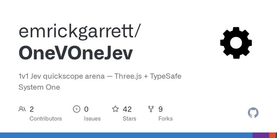 GitHub card for 1v1 Jev — Quickscope Arena