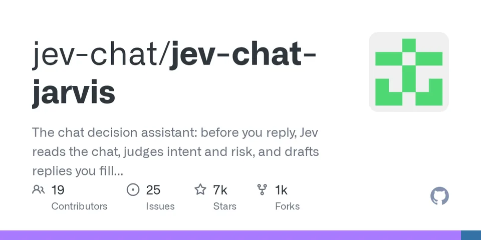 GitHub card for jev-chat-jarvis
