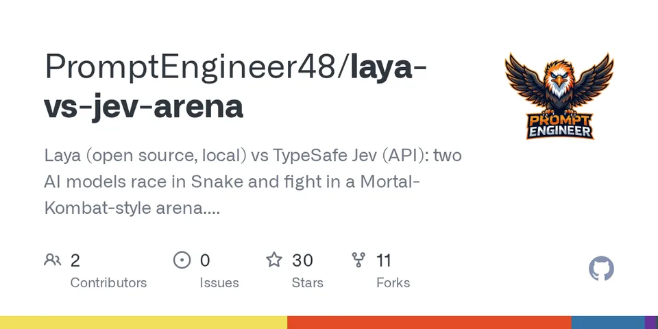 GitHub card for laya-vs-jev-arena