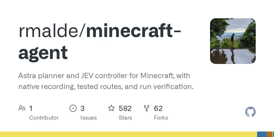 GitHub card for minecraft-agent