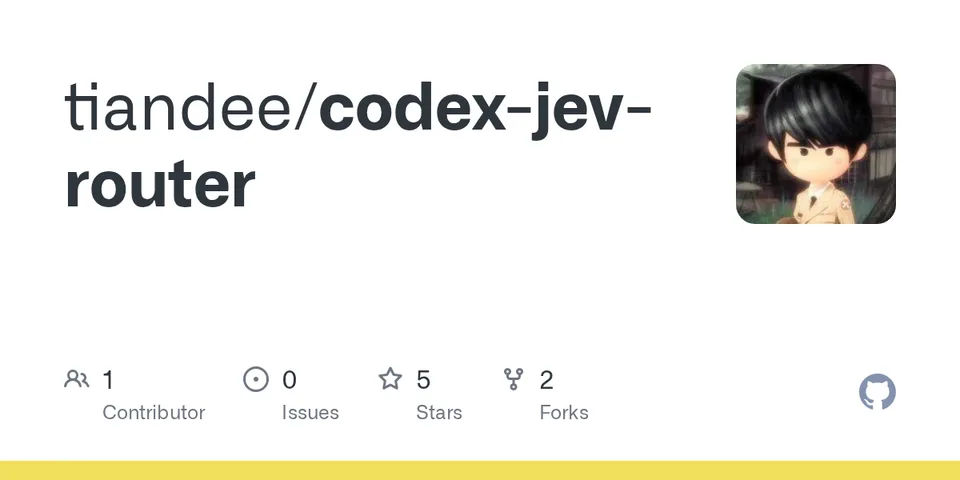 GitHub card for codex-jev-router