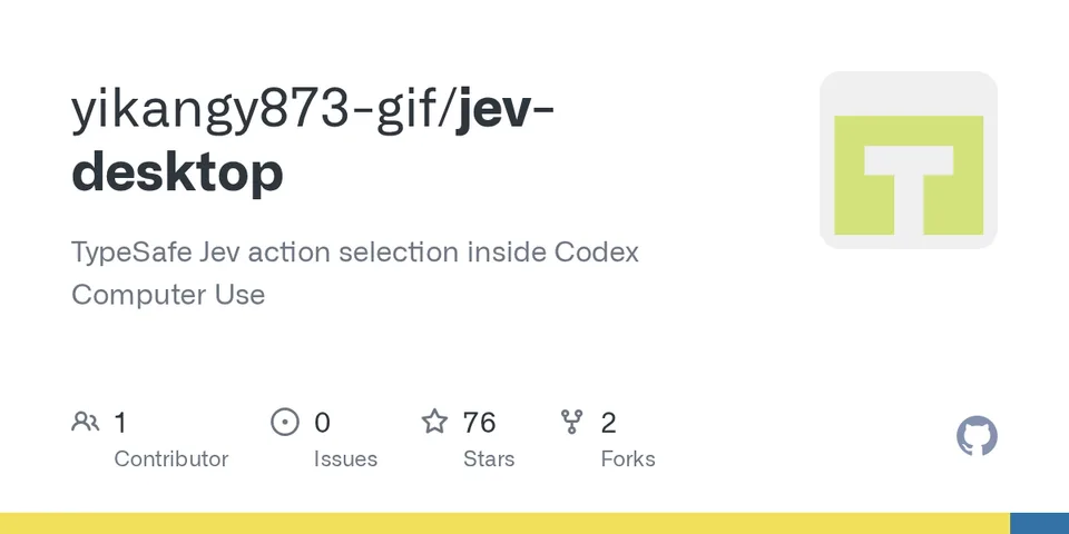 GitHub card for jev-desktop